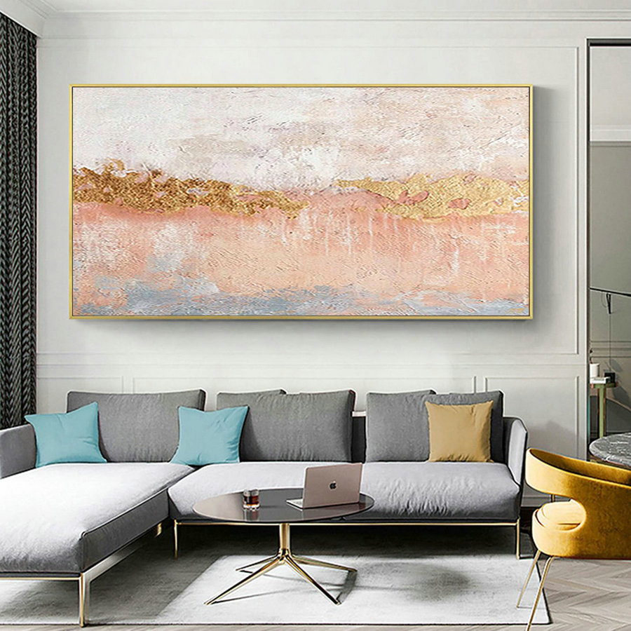 Large abstract painting on canvas gold abstract art canvas gold art painting abstract yellow painting peach pink painting oversize wall art