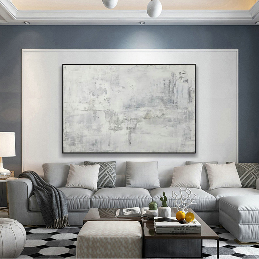Extra Large abstract painting on canvas gray painting minimalist painting black white abstract art canvas large original artwork wall art