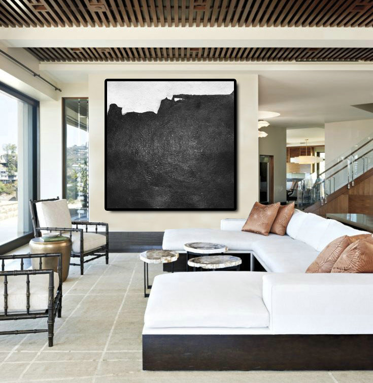 Original Artwork Extra Large Abstract Painting, Acrylic Painting Canvas Art Hand Painted Black And White Minimalst Painting.