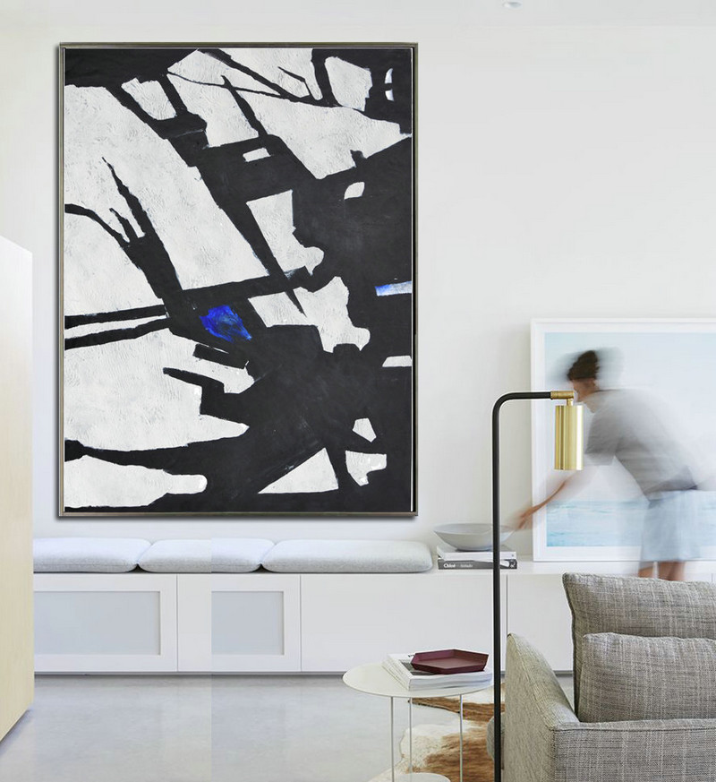Abstract Painting Modern Minimalist Art Original Art Large Canvas Art. Black and White, Hand Painted.