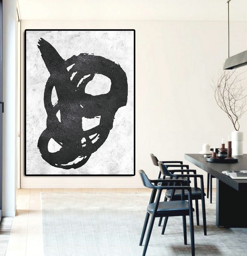 Extra Large Painting On Canvas, Textured Painting Canvas Art, Black And White Original Art Handmade. - Click Image to Close