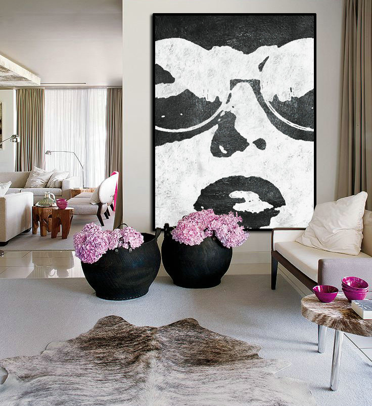 Large Abstract Art, Hand Painted Oil Painting Minimalist Art, Abstract Painting On Canvas, Modern Art. Black White.