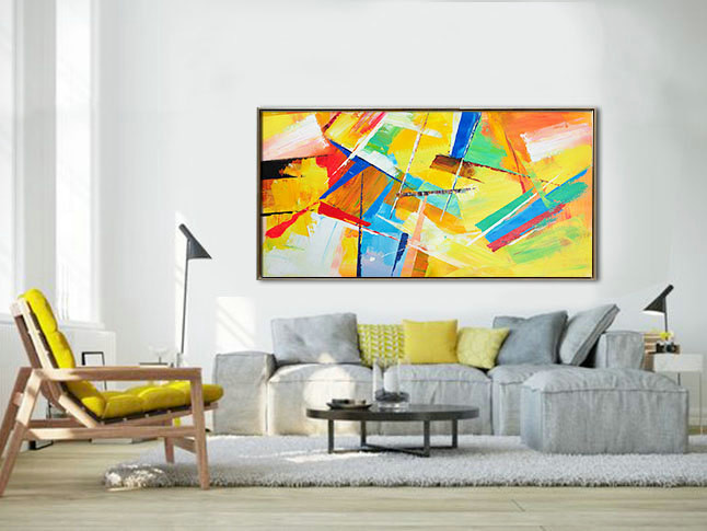 Palette Knife Painting, Original Horizontal Wall Art, Abstract Art Canvas Painting, Large Art. - By Leo