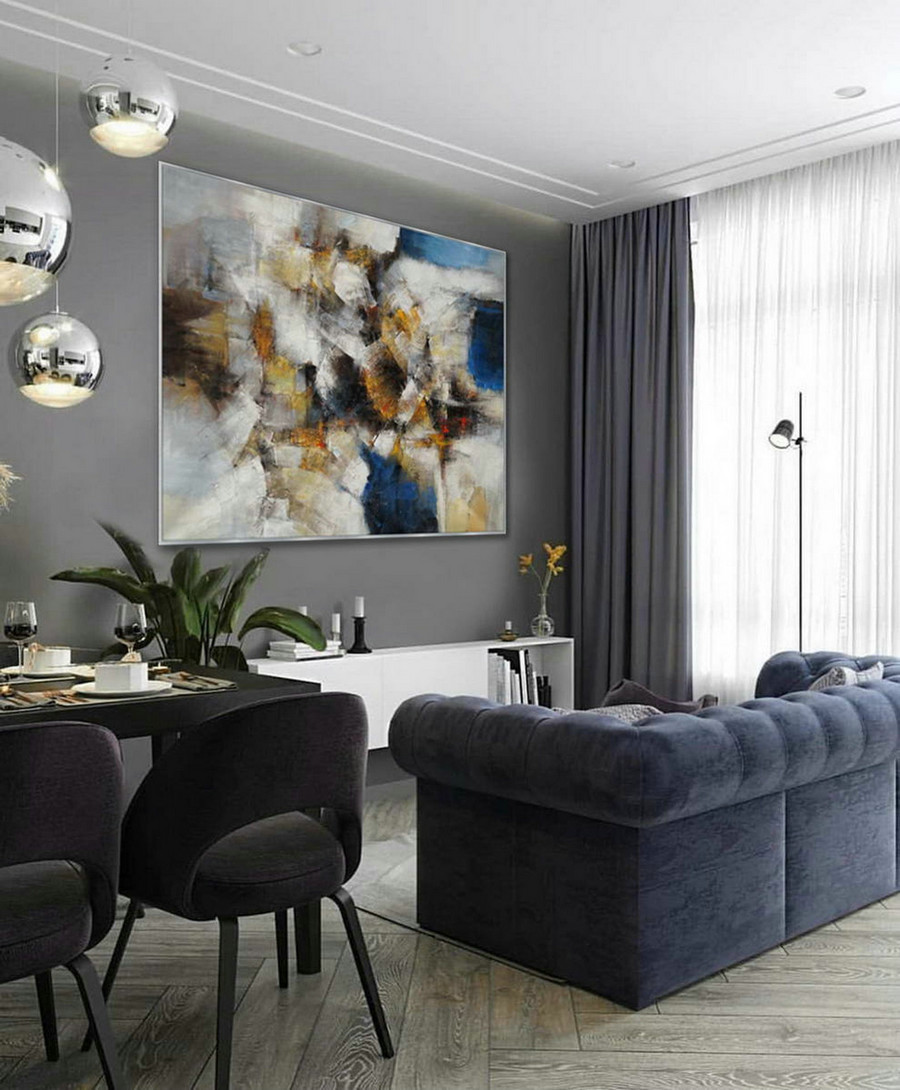 Large Abstract Canvas Wall Art Heavy Texture Modern Contemporary Oil Textured Paintings on canvas for Office Hotel Living Dining room