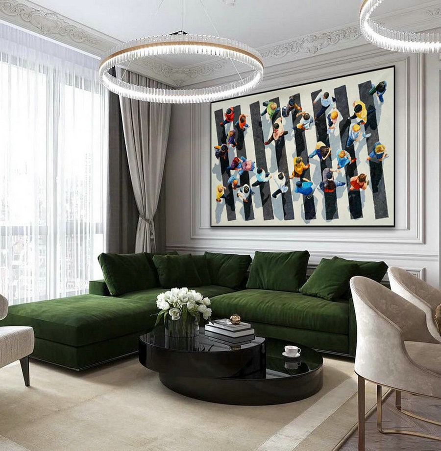 Extra Large Black And White Modern Wall Abstract Artwork Hand Painted Contemporary Art Decor Oil Painting on Canvas 48x72"