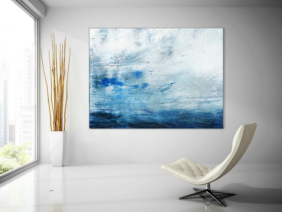 Original Seascape Art Painting,Large Cloud Oil Painting,Large Wall Canvas Oil Painting,Large Sea Abstract Landscape Painting