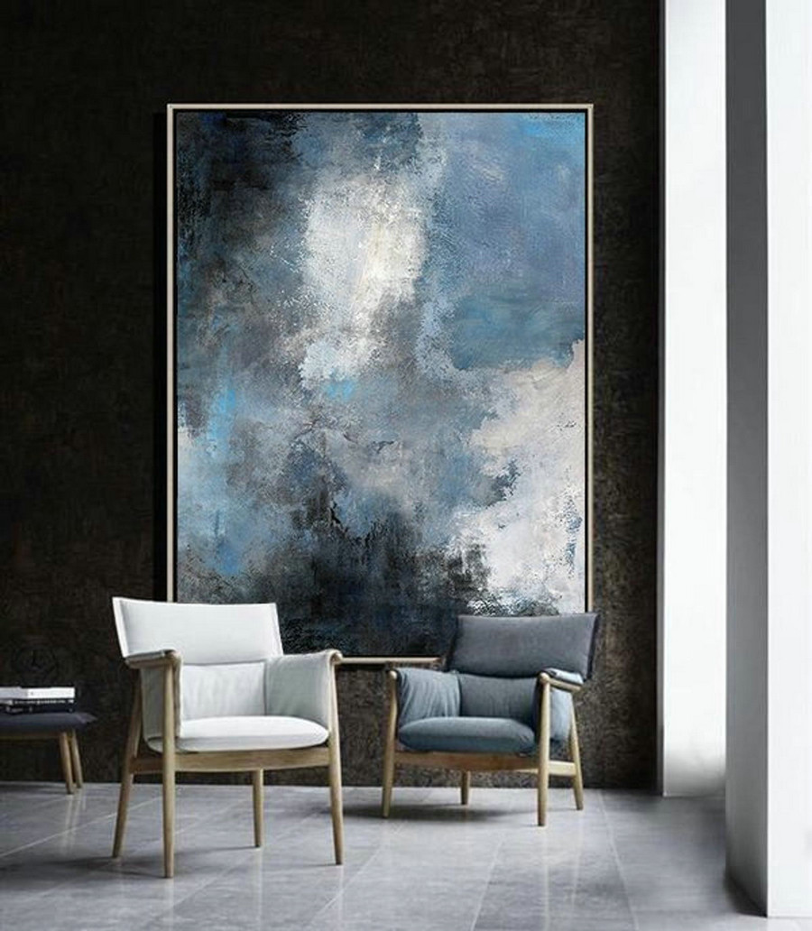 Original Blue Sky Abstract Painting,Large Abstract Sky,Large Wall Art Cloud Canvas Painting,Abstract Sky,Living Room Art,Modern Abstract Art