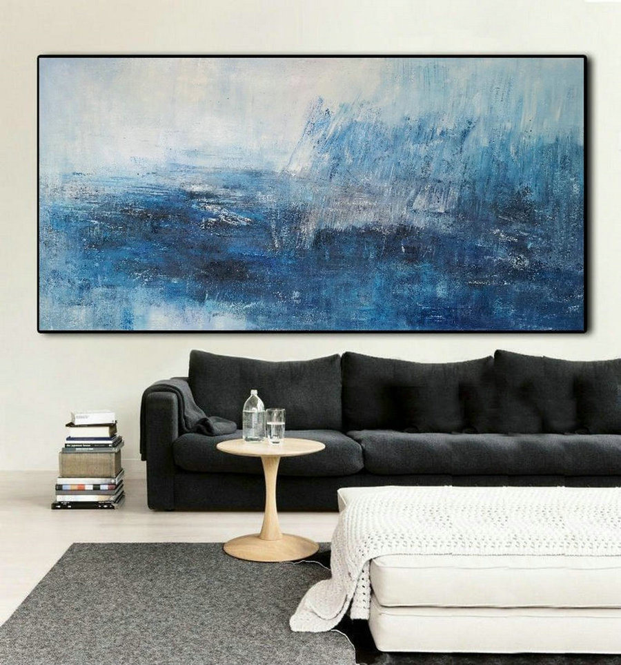 Large Blue Abstract Painting,White Abstract Art,Abstract Painting on Canvas,Original Abstract Art Painting,Large Wall Canvas Oil Painting