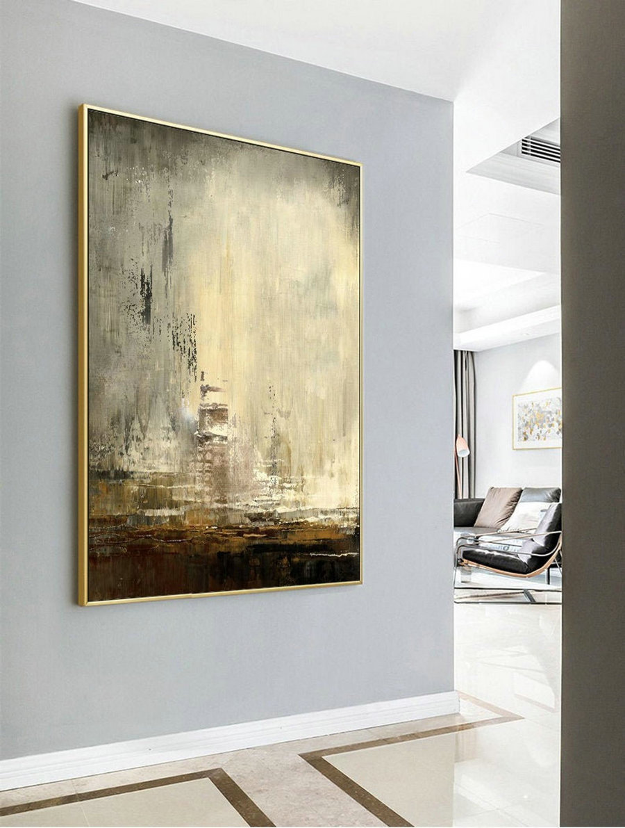Minimalist Style Abstract Painting,An Abstract Painting Of The City That Disappeared,Large Wall Abstract Canvas Oil Painting,Living Room Art