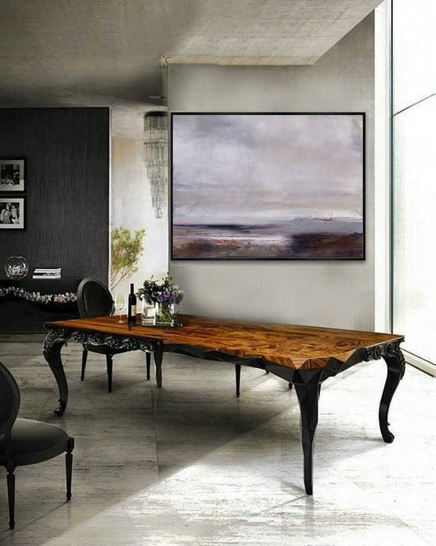 Large Sky Abstract Art Painting,Sky Landscape painting,Large Abstract Canvas Oil Painting,Large Wall Art,Grey Sky Painting,Living room art