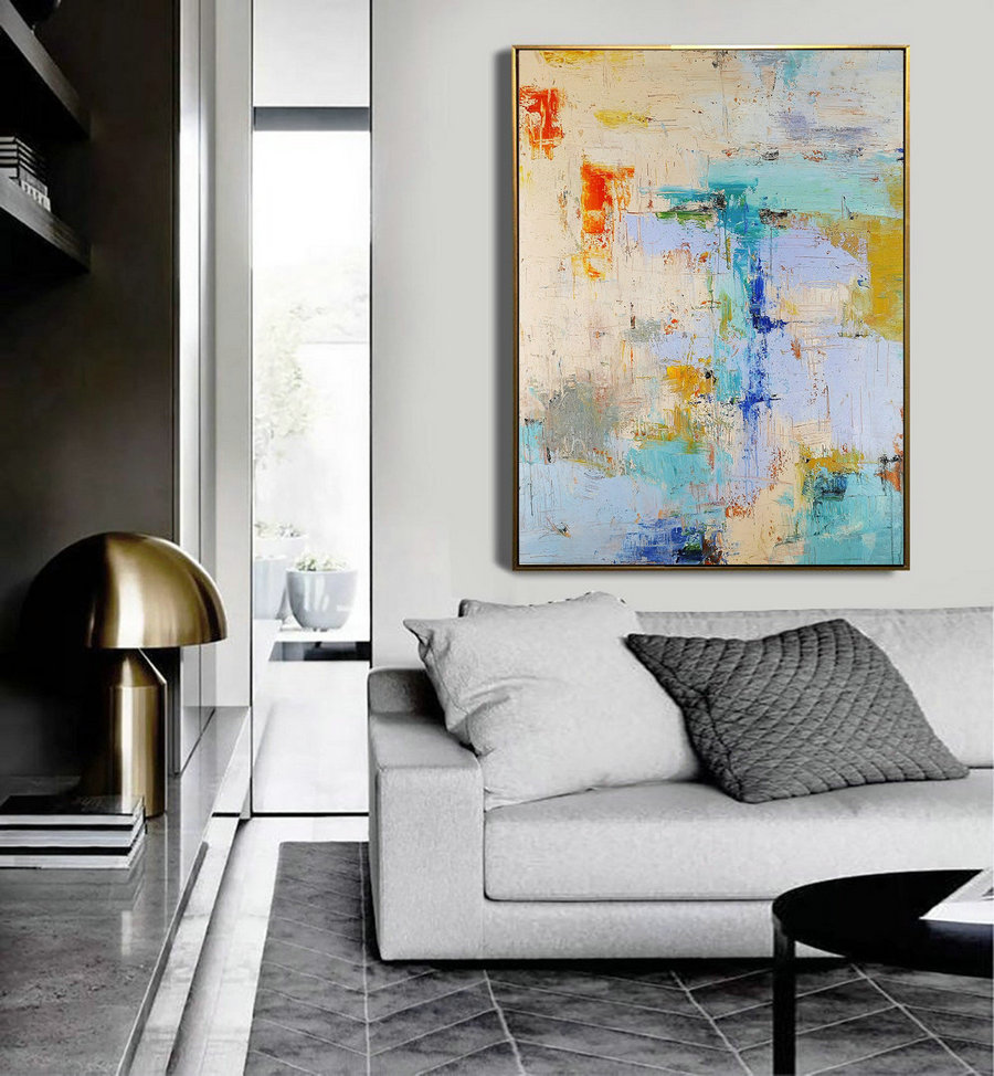 Large Texture Abstract Painting,Acrylic Abstract Painting,Blue Grey Abstract Art Painitng,Large Living Room Art Abstract Paintings On Canvas