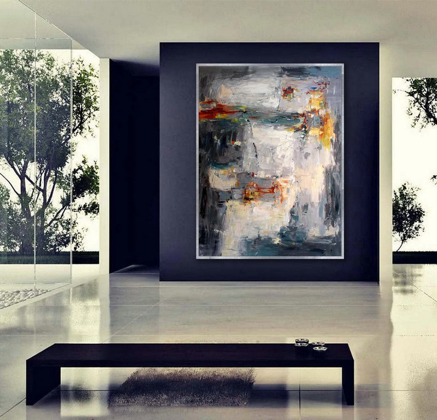 Extra Large Vertical Palette Knife Abstract artwork Painting Super Large Office Wall Decor Hanging Contemporary Modern Wall Art