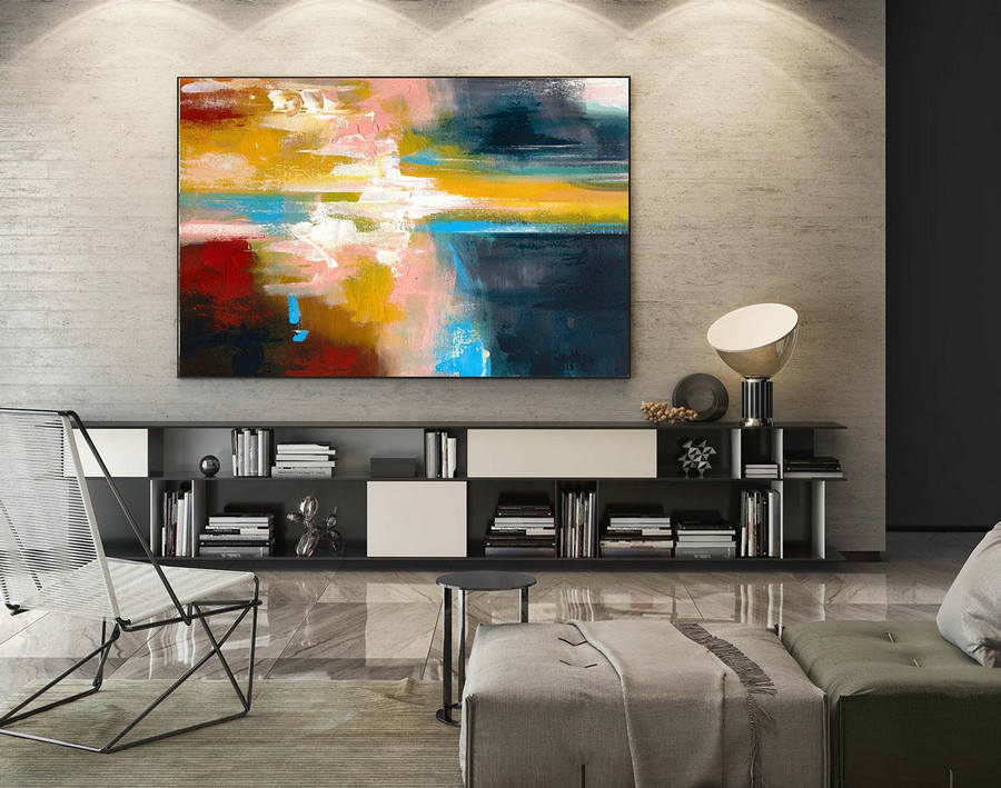Modern Canvas Oil Paintings,Large Oil Painting,Textured Wall Art,Textured Paintings,Large Colorful Landscape Abstract,Original Art LaS112