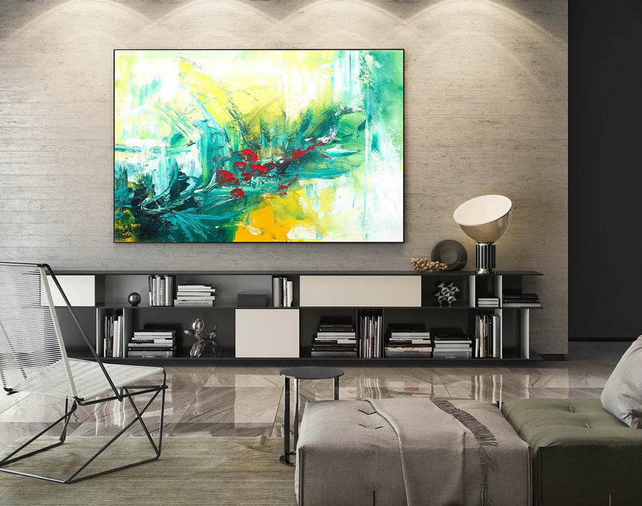 Modern Canvas Oil Paintings,Large Oil Painting,Textured Wall Art,Textured Paintings,Large Colorful Landscape Abstract,Original Art LaS129