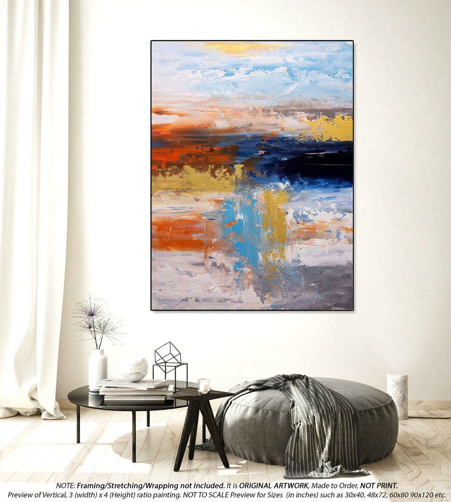 Original Abstract Painting - Oversized Paintings on Canvas, Extra Large Original Wall Art Painting, Modern Bedroom Wall Decor DMS101