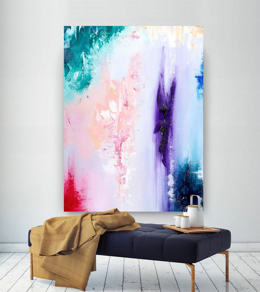 Extra Large Wall Art Original Handpainted Contemporary XL Abstract Painting Horizontal Vertical Huge Size Art Bright and Colorful lac706 - Click Image to Close