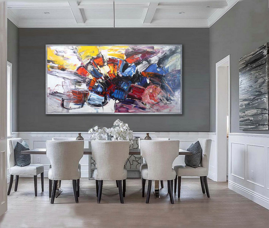Colorful Thick Oil Abstract Super Extra Large Oversize Panoramic Canvas Modern wall Art Hand Made Bright Color Original Oil painting