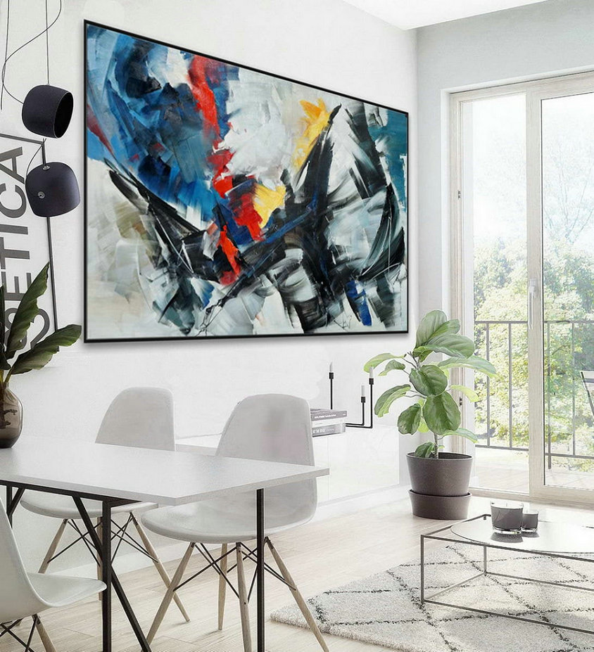 Extra Large Horizontal Modern Contemporary Abstract Decor wall Art Brush Strokes Oil Painting Oversize Canvas Artwork 48 x 72"