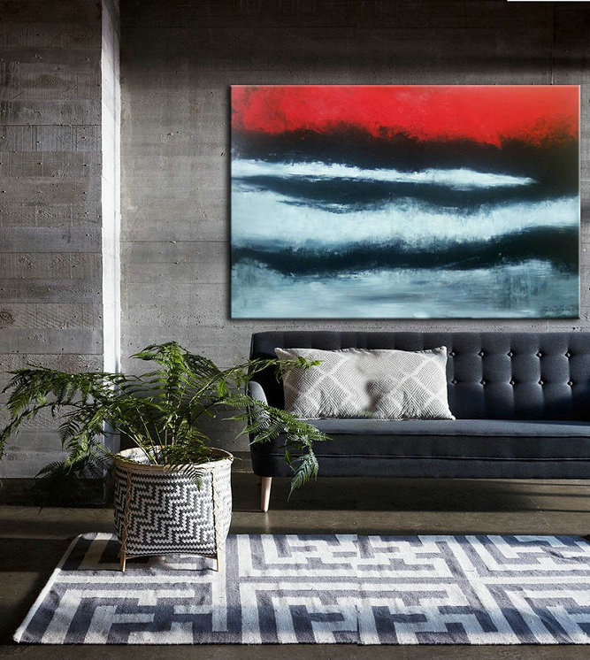 Art Large Contemporary Original Abstract Art Canvas Oil Acrylic Painting Modern Canvas red modern painting Home decor Painting on Canvas