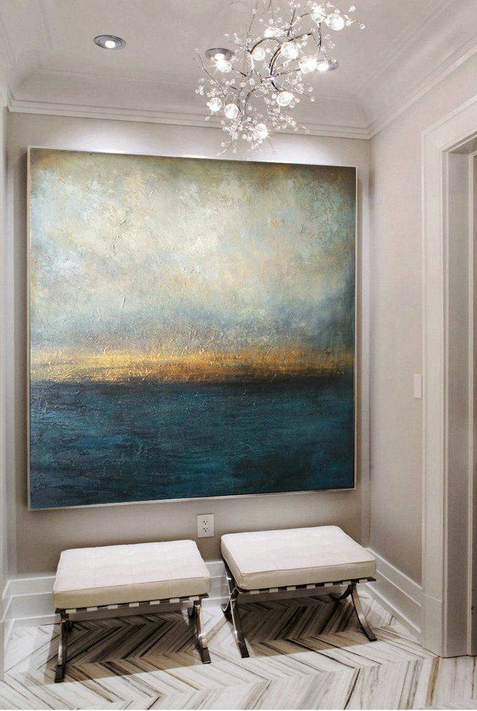 Canvas Painting, Abstract sea, Marine Art, Large acrylic Art