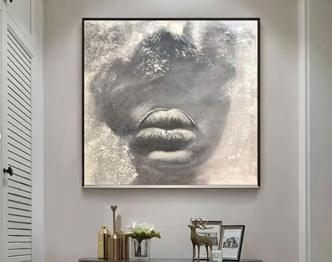 African American art,African Art Wall, Gray Women's Wall Canvas, Gray Wall Canvas, Contemporary Painting