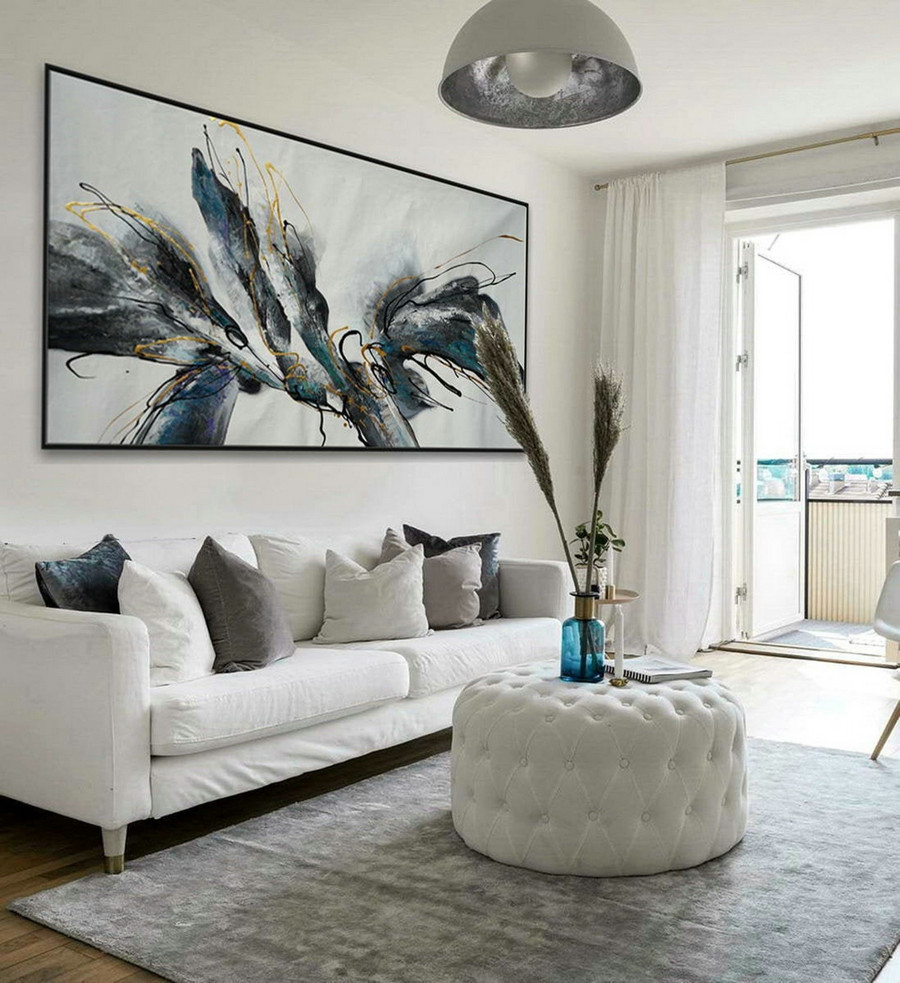Abstract Acrylic Painting On Canvas Gray Painting Large Art Painting Abstract Extra Large Wall Art Abstract Oversize Wall Art