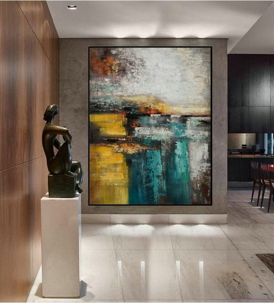 Extra Large Acrylic Abstract Painting on Canvas Oversize Vertical Texture Wall Art Hand Painted Textured Painting
