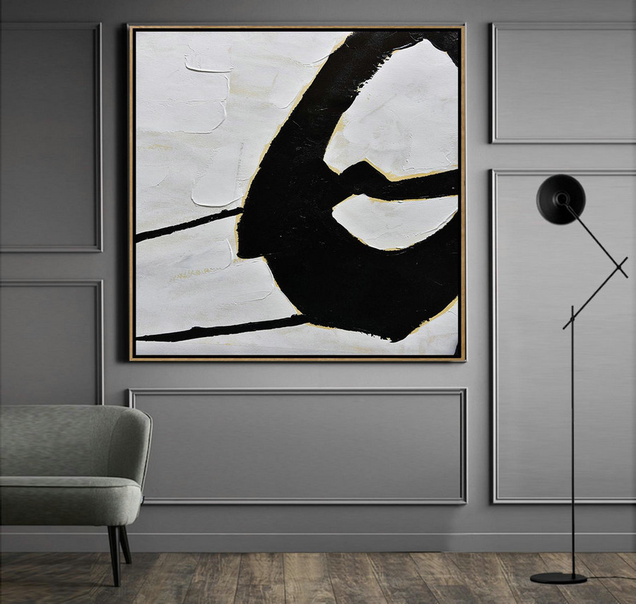 Black and White Abstract Painting Minimalist Art, Modern Wall Art Decor, Original Textured Painting on Canvas ~ Leah Caylor #L30X
