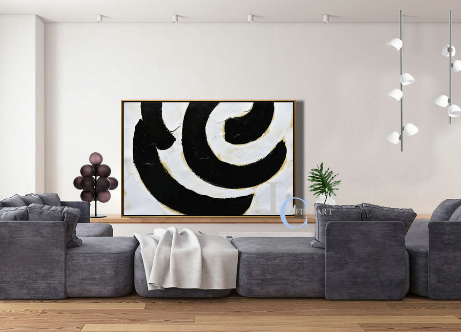 Textured Oil Painting Large Abstract Art, Minimalist Painting Canvas Art, Oversized Horizontal Painting, Thick Paint - Leah Caylor #L126Z1