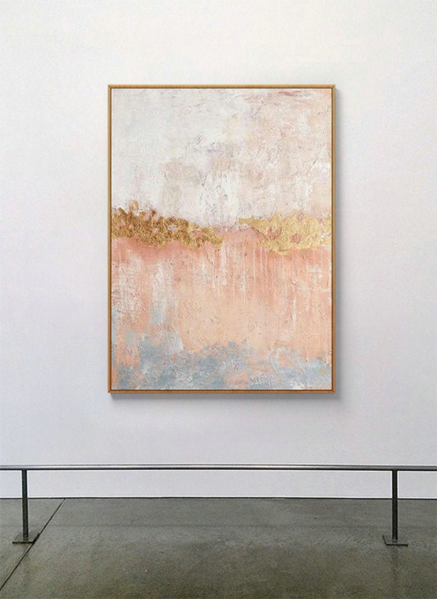 Large abstract painting on canvas original artwork pink abstract art canvas gray gold art painting large white yellow abstract painting art