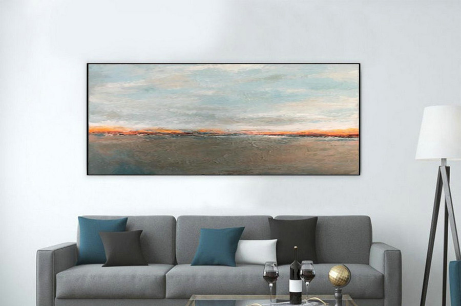 Sunrise Painting Landscape Wall Art Abstract Large Original Artwork Bronze Painting Original Art Canvas Abstract Art for Dining Room