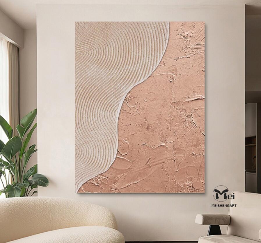 Large Original Abstract Painting 3D Texture Painting Terracotta Painting Beige Art Minimalist Art Modern Abstract Painting Large Wall Art