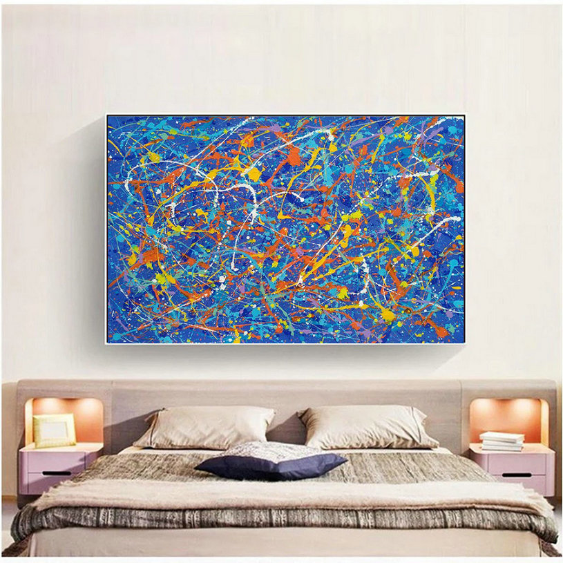 Large Wall Canvas Art,Blue Abstract Painting,Extra Large Painting Style L601