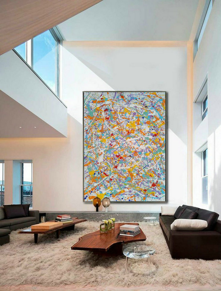 Oversized Framed Wall Art,Action Painting ,Abstract Pour Painting,Abstract Pop Art L604
