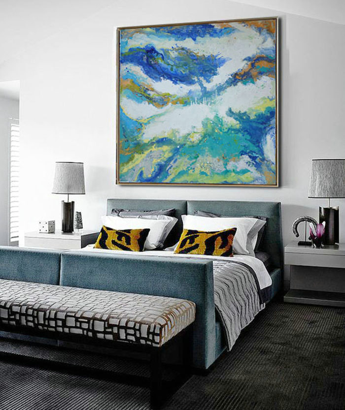 Abstract Oil Painting On Canvas, Original Art Landscape Painting. IN STOCK, One-of-a-kind. 48"x48" - By Sambo.