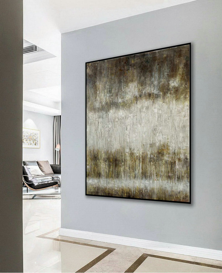 Modern Neutral Abstract Wall Art Texture Minimalist Contemporary Art Work Hand Made Oil Painting on Canvas Large Minimal Artwork