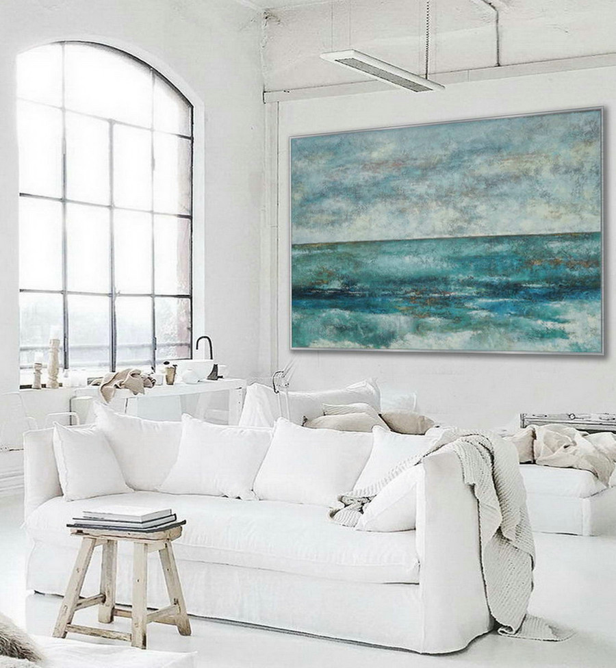 Minimal Modern Neutral Color Abstract Wall Art Work Simple Minimalist Contemporary Artwork Extra Large Horizontal Canvas Oil Painting