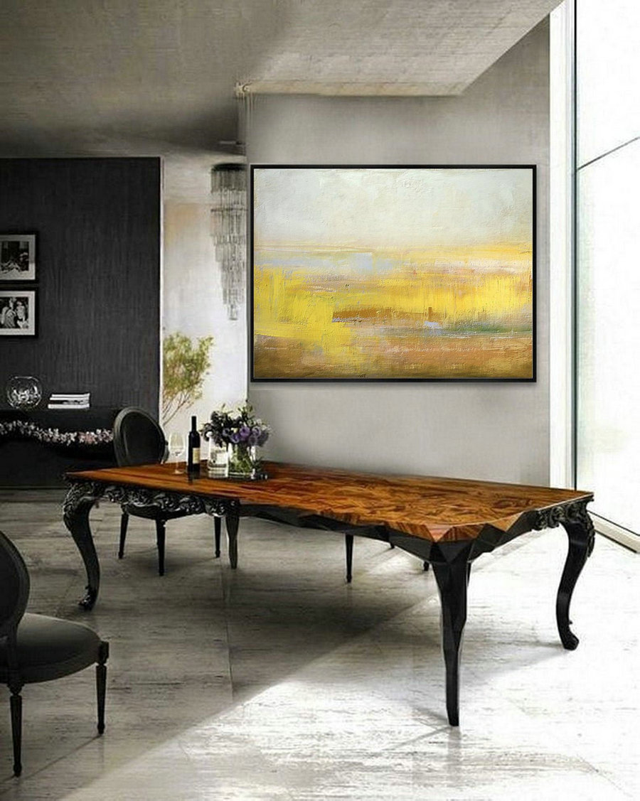 Large Original Yellow Abstract Canvas Painting,Extra Large Wall Art Abstract Painting,Landscape Painting,Large Sky Art Painting On Canvas