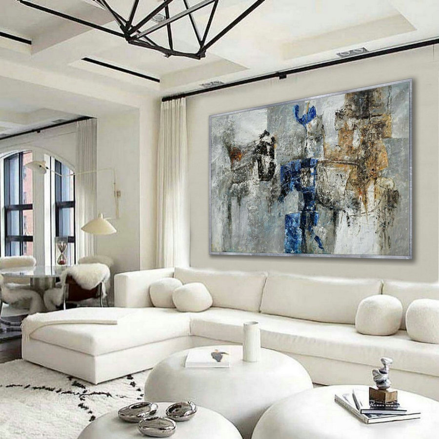 Abstract wall art work Hand painted Textured Modern Contemporary Horizontal Oil Painting on Canvas Hotel Office Living Room 48X72" 120X180cm