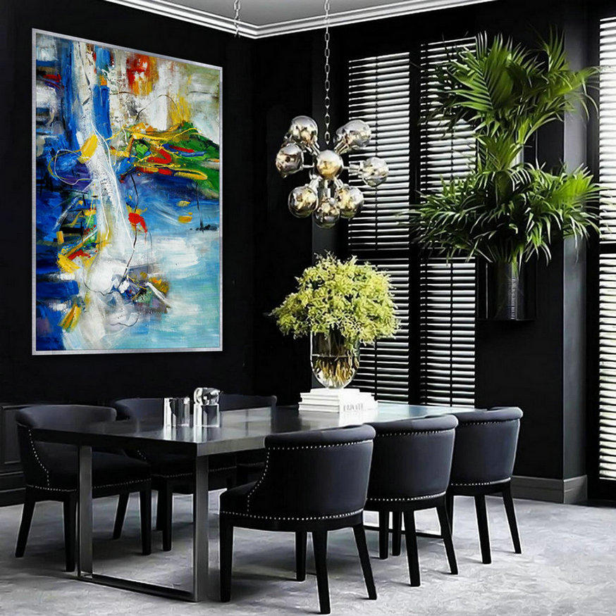 Colorful Modern Contemporary Artwork Extra Large Vertical