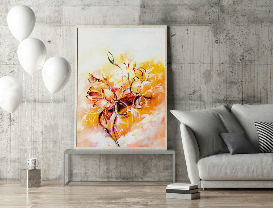 Floral Abstract Art,Abstract Flower Painting,Abstract Wall Art,Semi Abstract,Large Wall Art,Original Paintings,Livingroom Decor,XL.LAS057