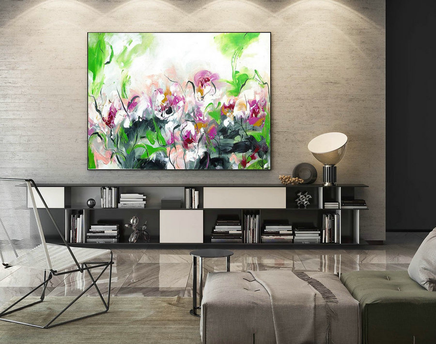Modern Canvas Oil Paintings,Large Oil Painting,Textured Wall Art,Textured Paintings,Large Colorful Landscape Abstract,Original Art LaS082