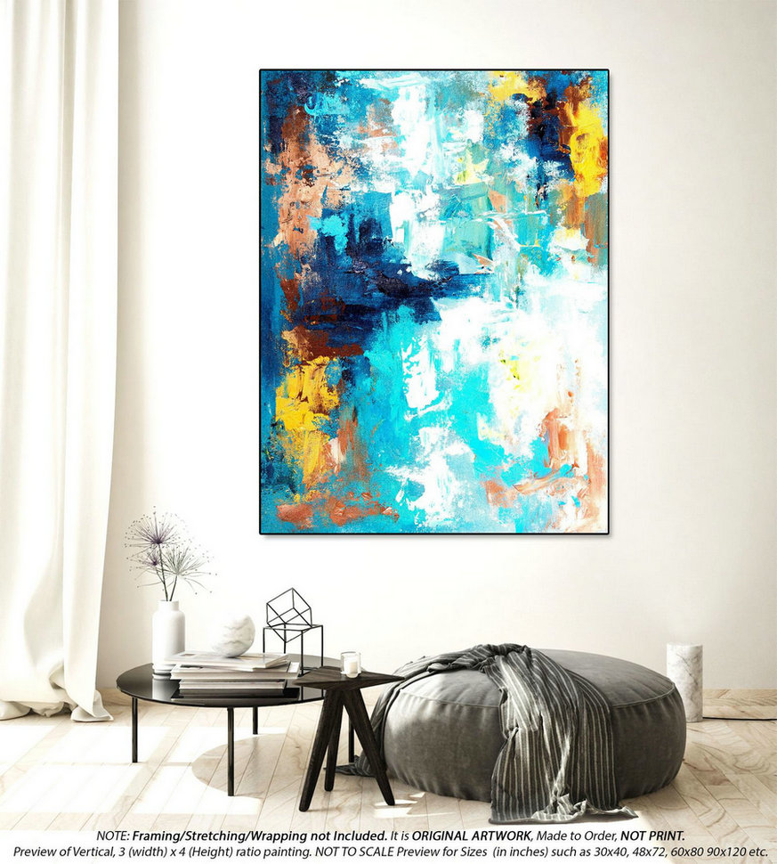 Modern Abstract Painting - Acrylic Painting, Original Oil Painting, Extra Large Wall Art, Large Canvas Art Living Room, Office Decor YNS123