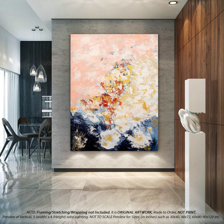 Extra Large Wall Art - Original Abstract Paintings on Canvas, Canvas Art, Farmhouse Wall Decor, Housewarming Gift, Modern Abstract DMS019 - Click Image to Close