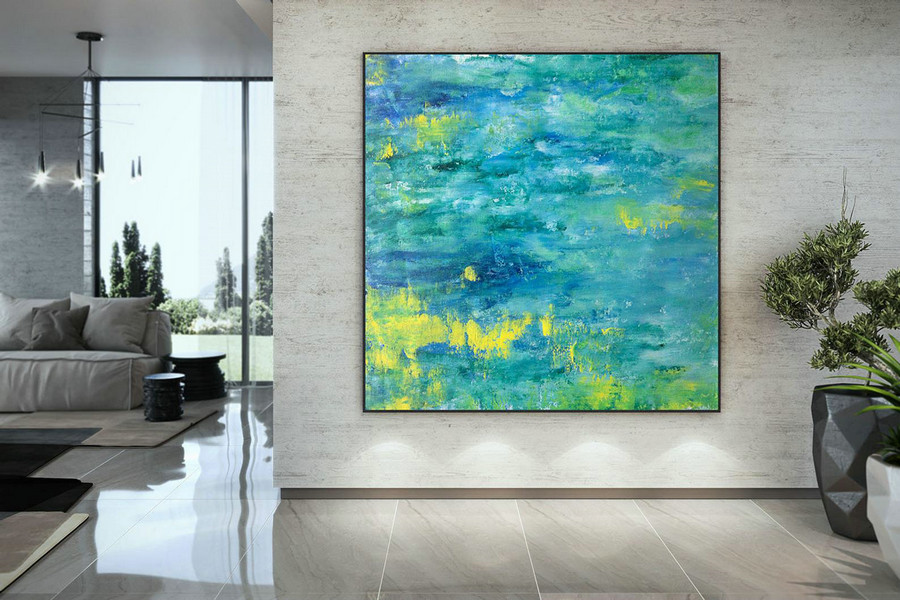 Large Modern Wall Art Painting,Large Abstract Painting on Canvas,square painting,canvas large,office wall art DAC017