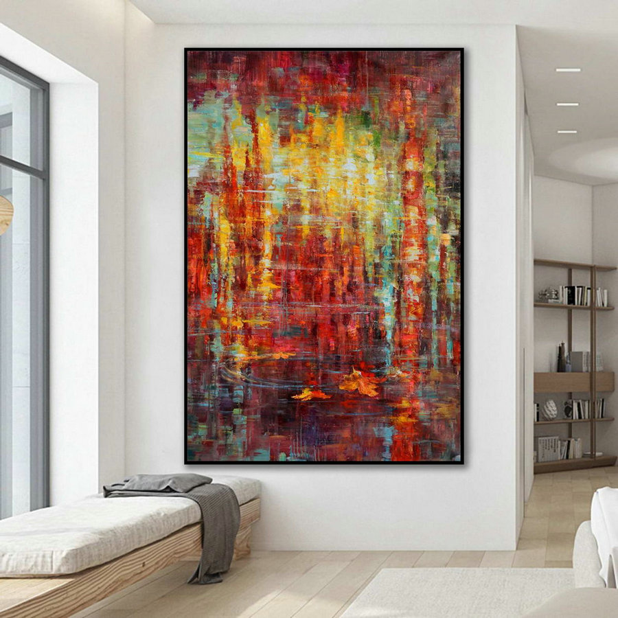 Large Colorful Vertical Modern Contemporary Abstract wall Art